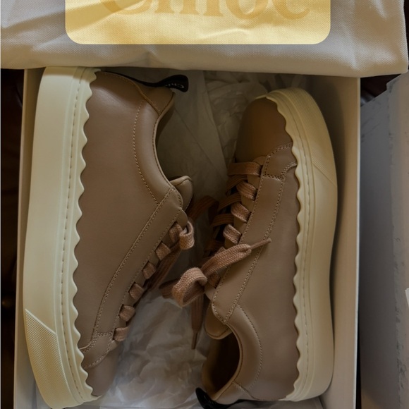 Chloe Lauren Tan Leather Sneakers - Picture 3 of 4